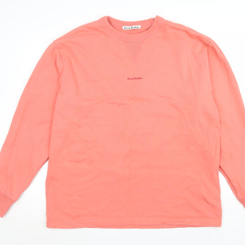 Acne Studios Women Coral Pink Cotton Pullover Sweatshirt M