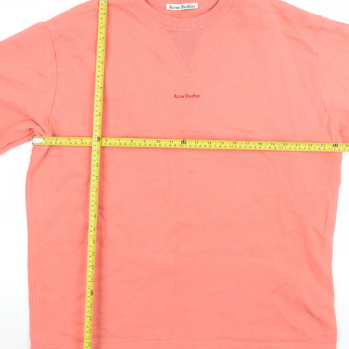 Acne Studios Women Coral Pink Cotton Pullover Sweatshirt M