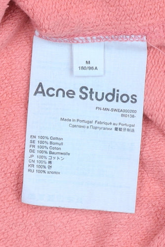 Acne Studios Women Coral Pink Cotton Pullover Sweatshirt M