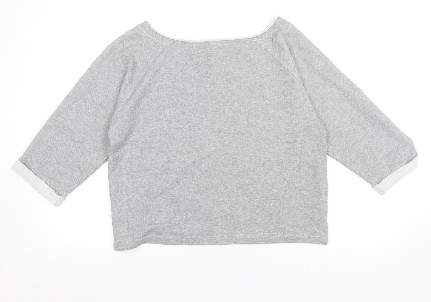 Mantis Womens Grey Cropped T-Shirt S Boat Neck Raglan Sleeves