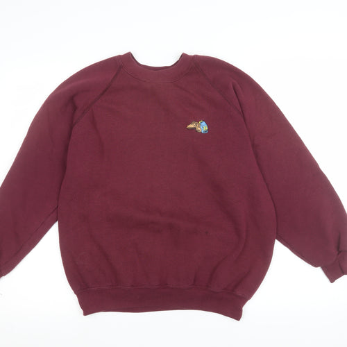 Jerzees Men's Red Embroidered Dog Logo Crew Neck Sweatshirt M