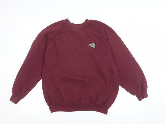 Jerzees Men's Red Embroidered Dog Logo Crew Neck Sweatshirt M