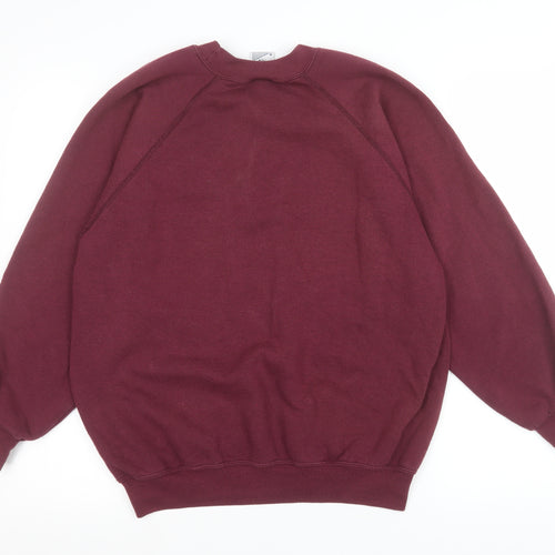 Jerzees Men's Red Embroidered Dog Logo Crew Neck Sweatshirt M