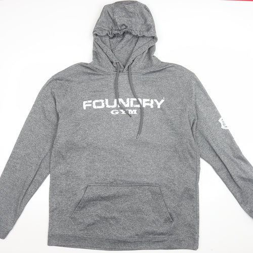 JustHoods AWDis Men's Grey 2XL Pullover Hoodie Foundry Gym Logo