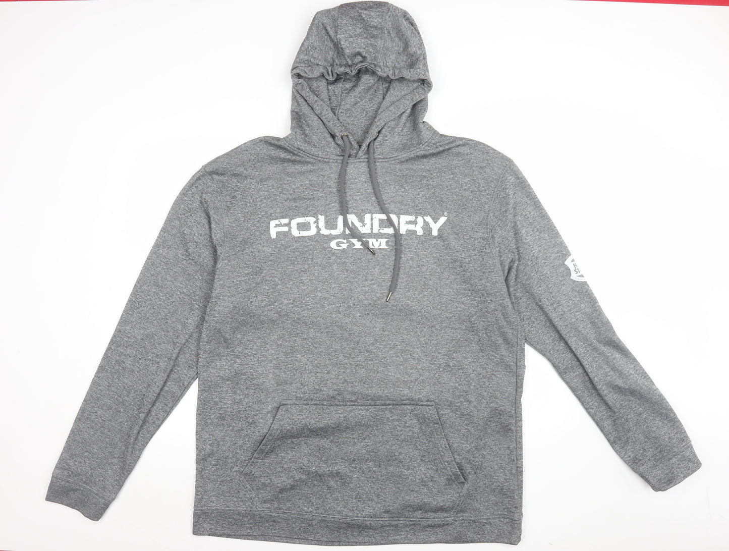 JustHoods AWDis Men's Grey 2XL Pullover Hoodie Foundry Gym Logo