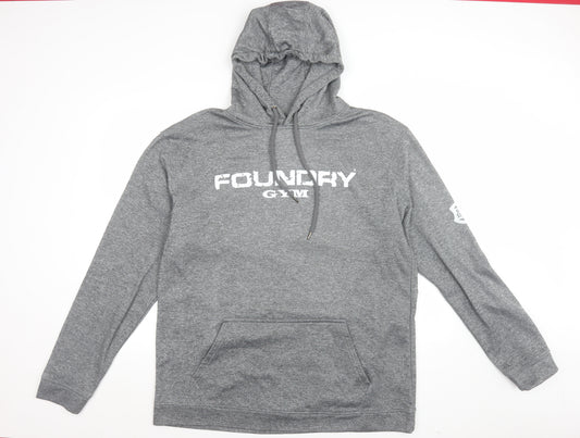 JustHoods AWDis Men's Grey 2XL Pullover Hoodie Foundry Gym Logo