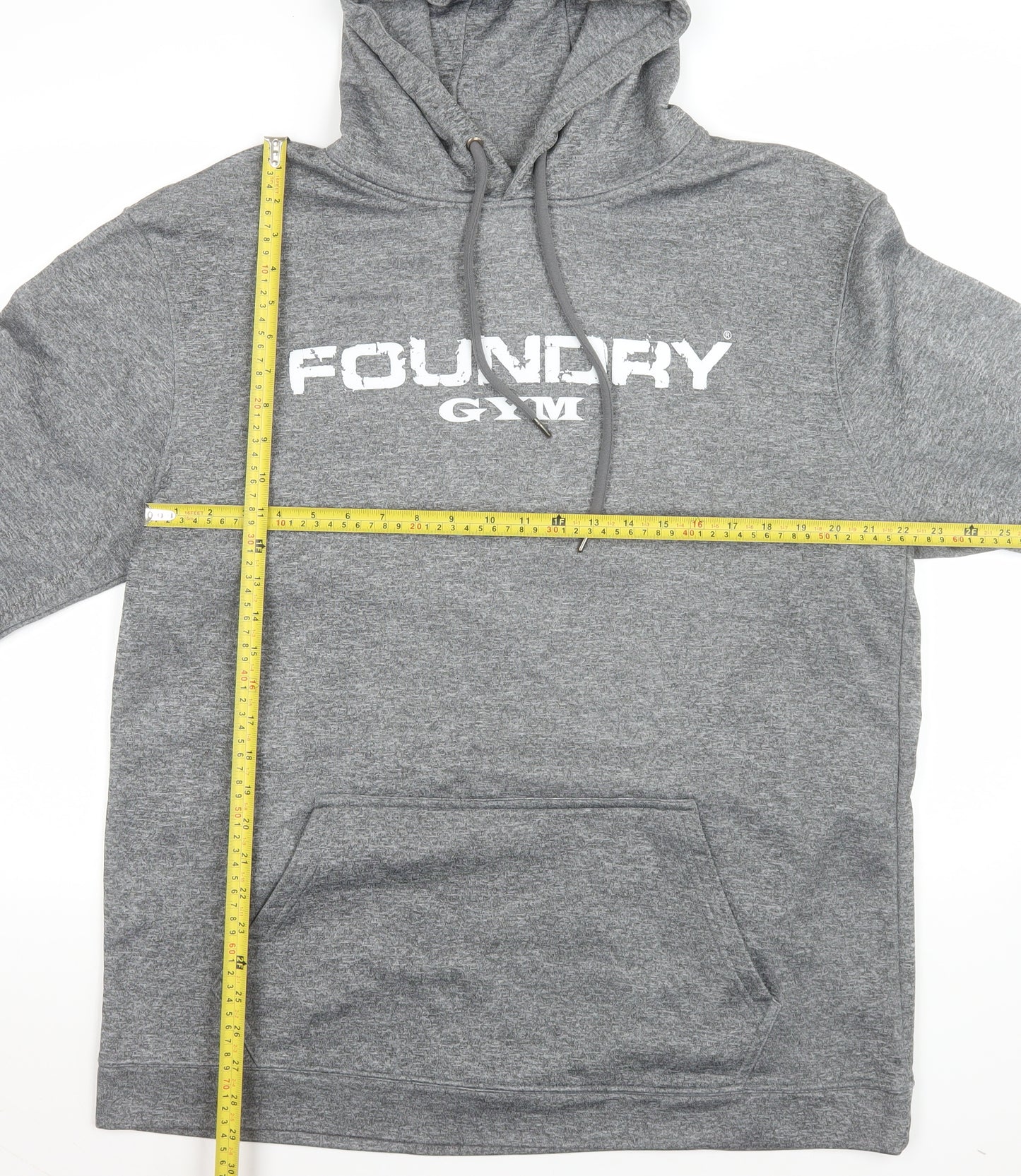JustHoods AWDis Men's Grey 2XL Pullover Hoodie Foundry Gym Logo