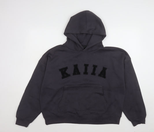Kaia Women Black Pullover Hoodie UK 10 Relaxed Fit Fleece Lined