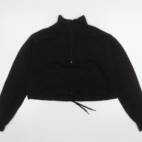 Femme Luxe Womens Black 1/2 Zip Cropped Sweatshirt Size 8