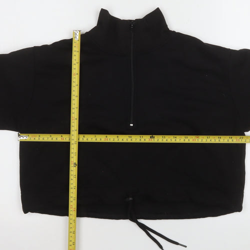 Femme Luxe Womens Black 1/2 Zip Cropped Sweatshirt Size 8