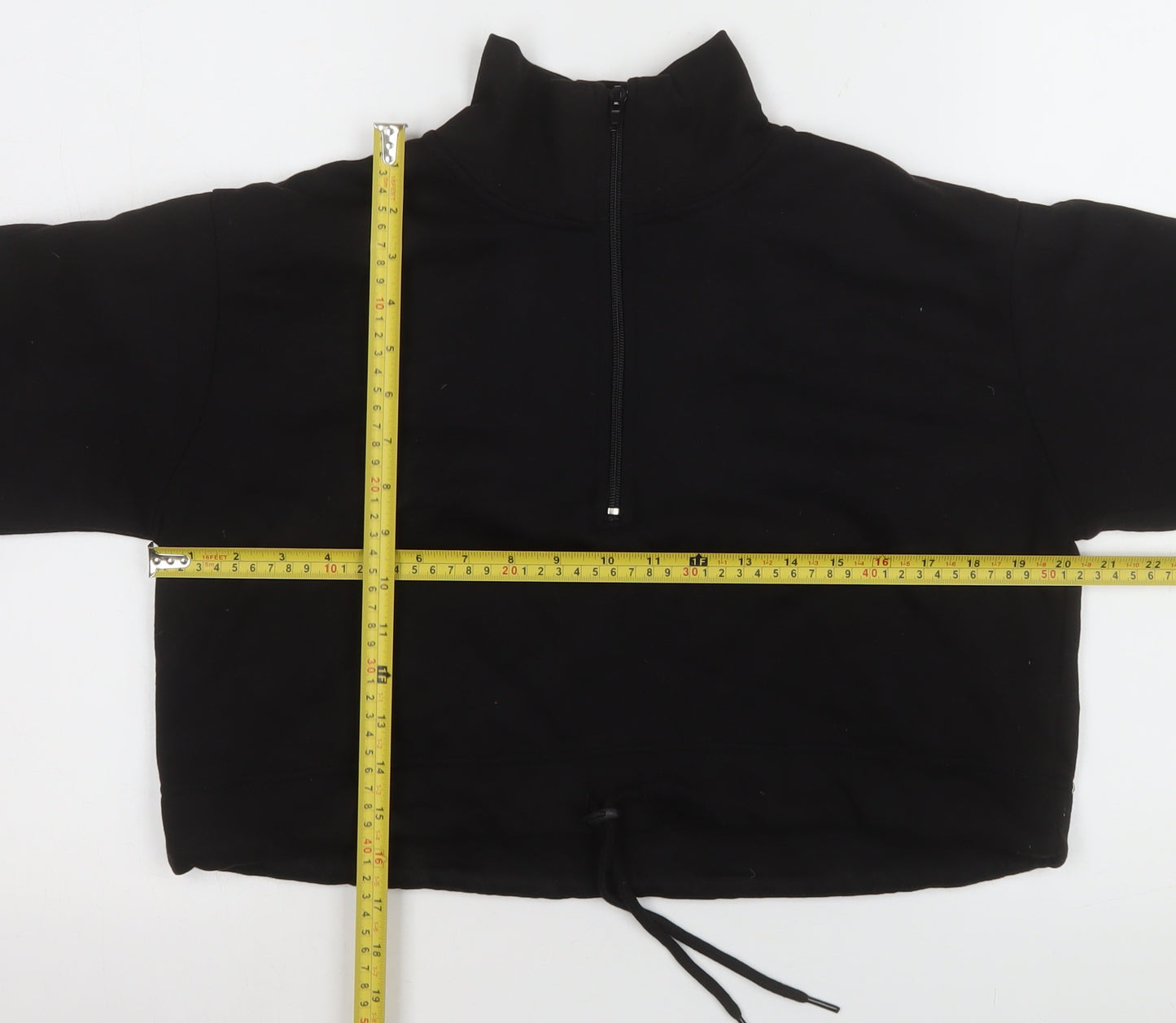 Femme Luxe Womens Black 1/2 Zip Cropped Sweatshirt Size 8