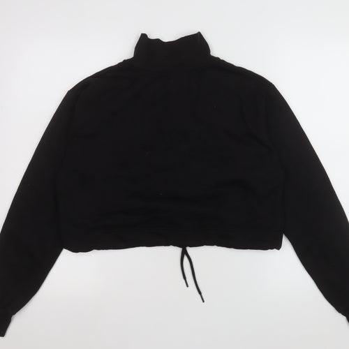 Femme Luxe Womens Black 1/2 Zip Cropped Sweatshirt Size 8