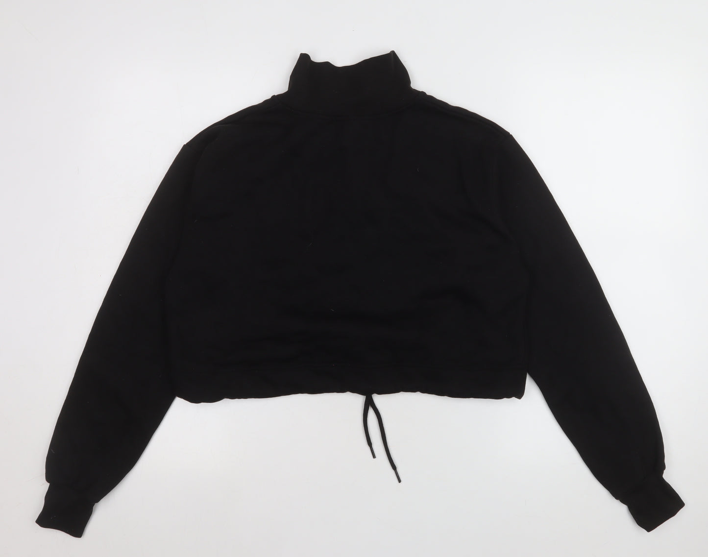 Femme Luxe Womens Black 1/2 Zip Cropped Sweatshirt Size 8