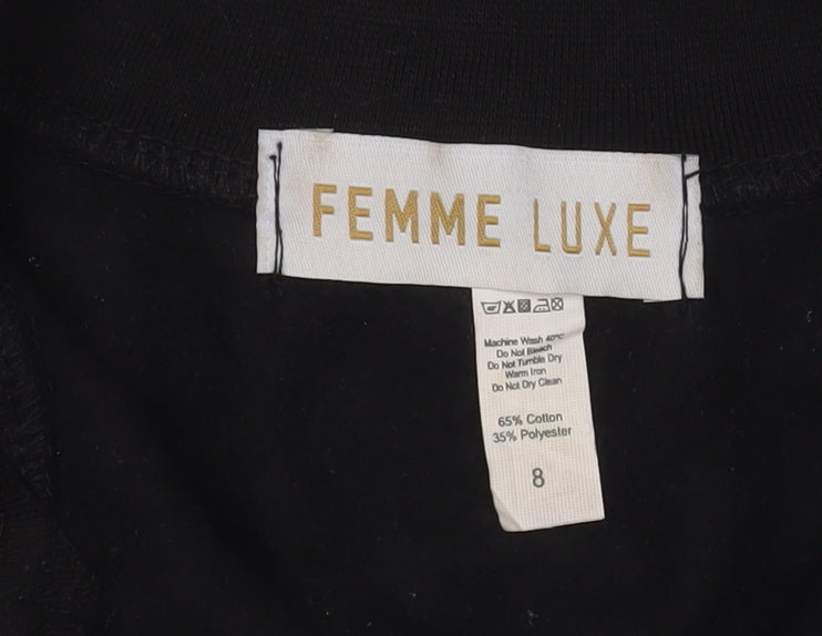 Femme Luxe Womens Black 1/2 Zip Cropped Sweatshirt Size 8