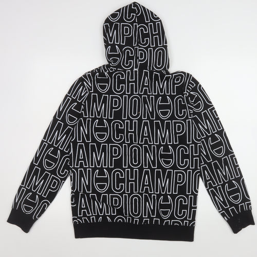 Champion Boys Black Logo Print Pullover Hoodie 13-14 Years
