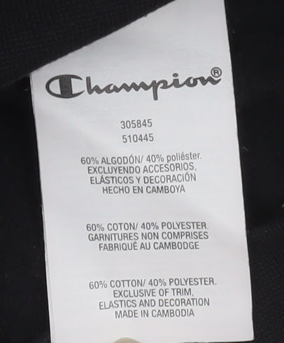 Champion Boys Black Logo Print Pullover Hoodie 13-14 Years