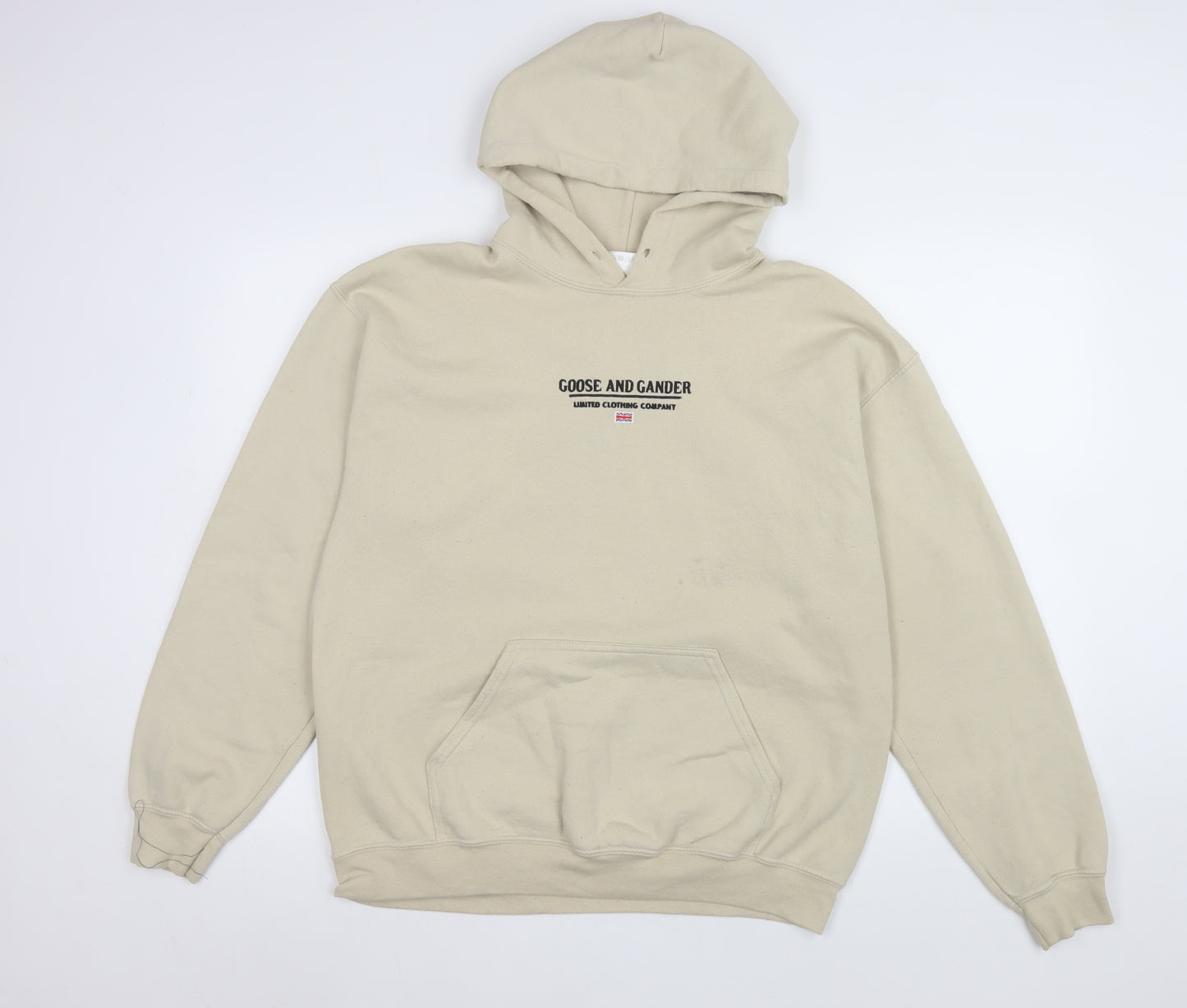 Goose and Gander Men's Beige Pullover Hoodie Size M Logo Sweatshirt