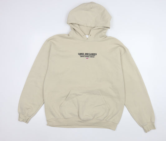 Goose and Gander Men's Beige Pullover Hoodie Size M Logo Sweatshirt