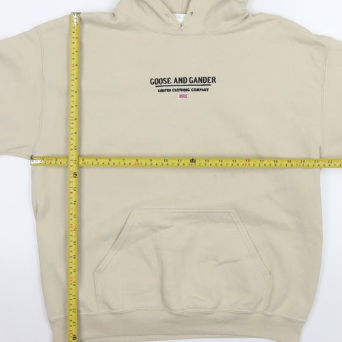 Goose and Gander Men's Beige Pullover Hoodie Size M Logo Sweatshirt