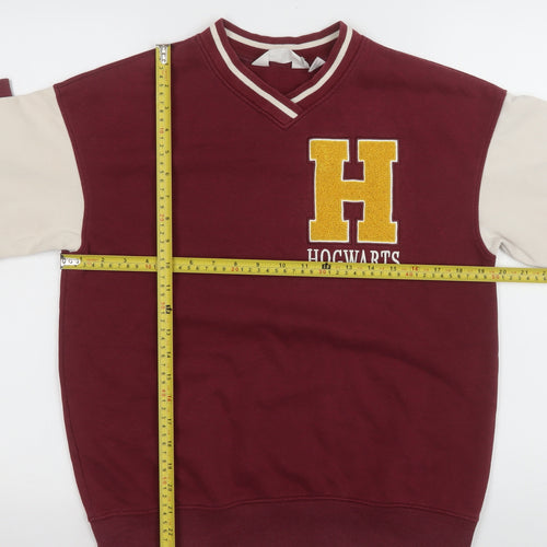 H&M Girls Red Hogwarts Sweatshirt 11-12 Years V-Neck Pullover