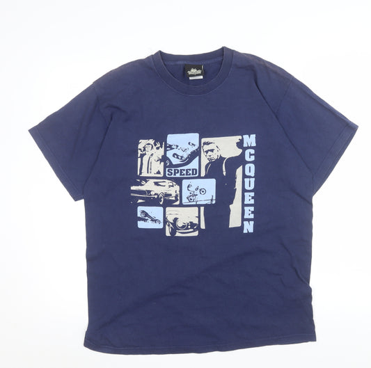 Daredevil Mens Blue Speed McQueen Graphic Retro Cotton T-Shirt L