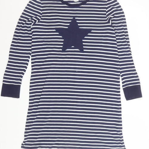 John Lewis Women Blue Striped Star Jersey Nightshirt Size 12