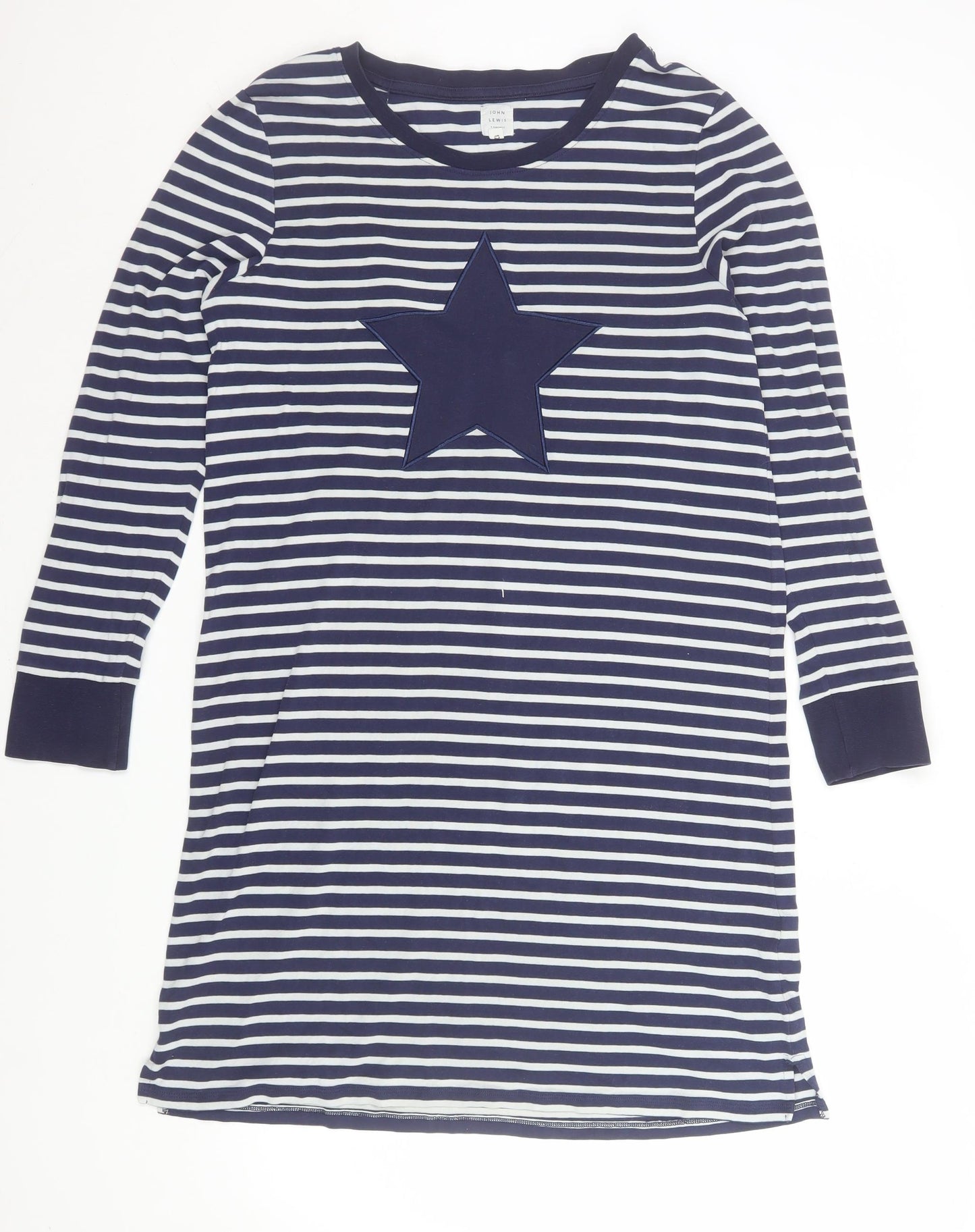 John Lewis Women Blue Striped Star Jersey Nightshirt Size 12
