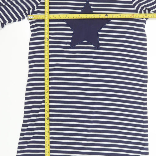 John Lewis Women Blue Striped Star Jersey Nightshirt Size 12