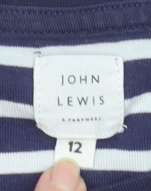 John Lewis Women Blue Striped Star Jersey Nightshirt Size 12