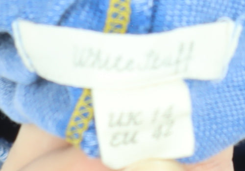 White Stuff Women's Blue Floral Cotton Long Sleeve Pullover Sweatshirt UK 14