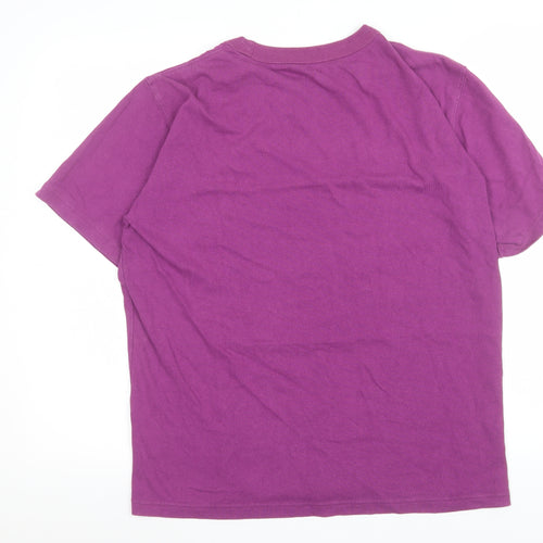 Uniqlo Men Purple Crew Neck Short Sleeve Cotton T-Shirt M