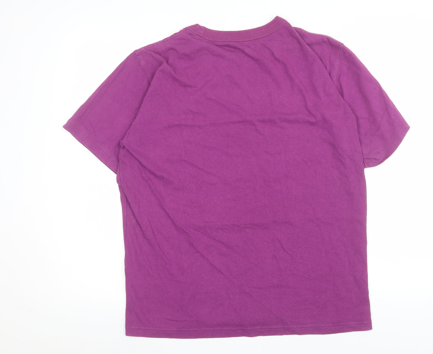 Uniqlo Men Purple Crew Neck Short Sleeve Cotton T-Shirt M