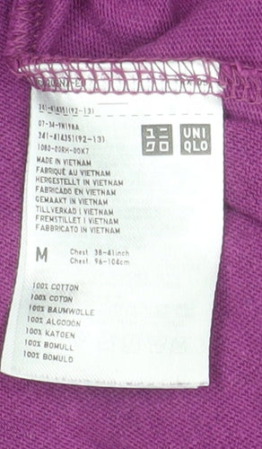Uniqlo Men Purple Crew Neck Short Sleeve Cotton T-Shirt M