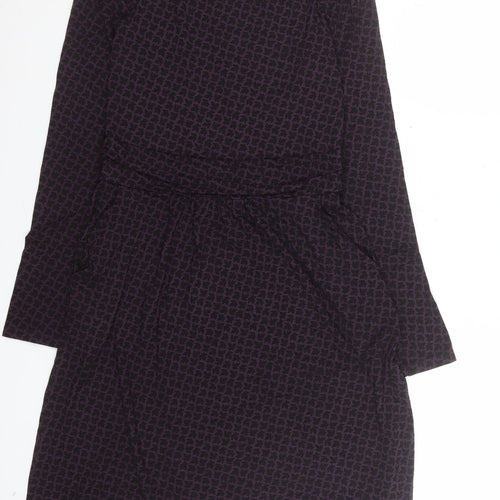 Boden Women Purple Geometric Fit & Flare Jersey Dress Size 10R