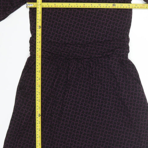 Boden Women Purple Geometric Fit & Flare Jersey Dress Size 10R