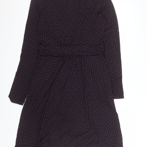 Boden Women Purple Geometric Fit & Flare Jersey Dress Size 10R