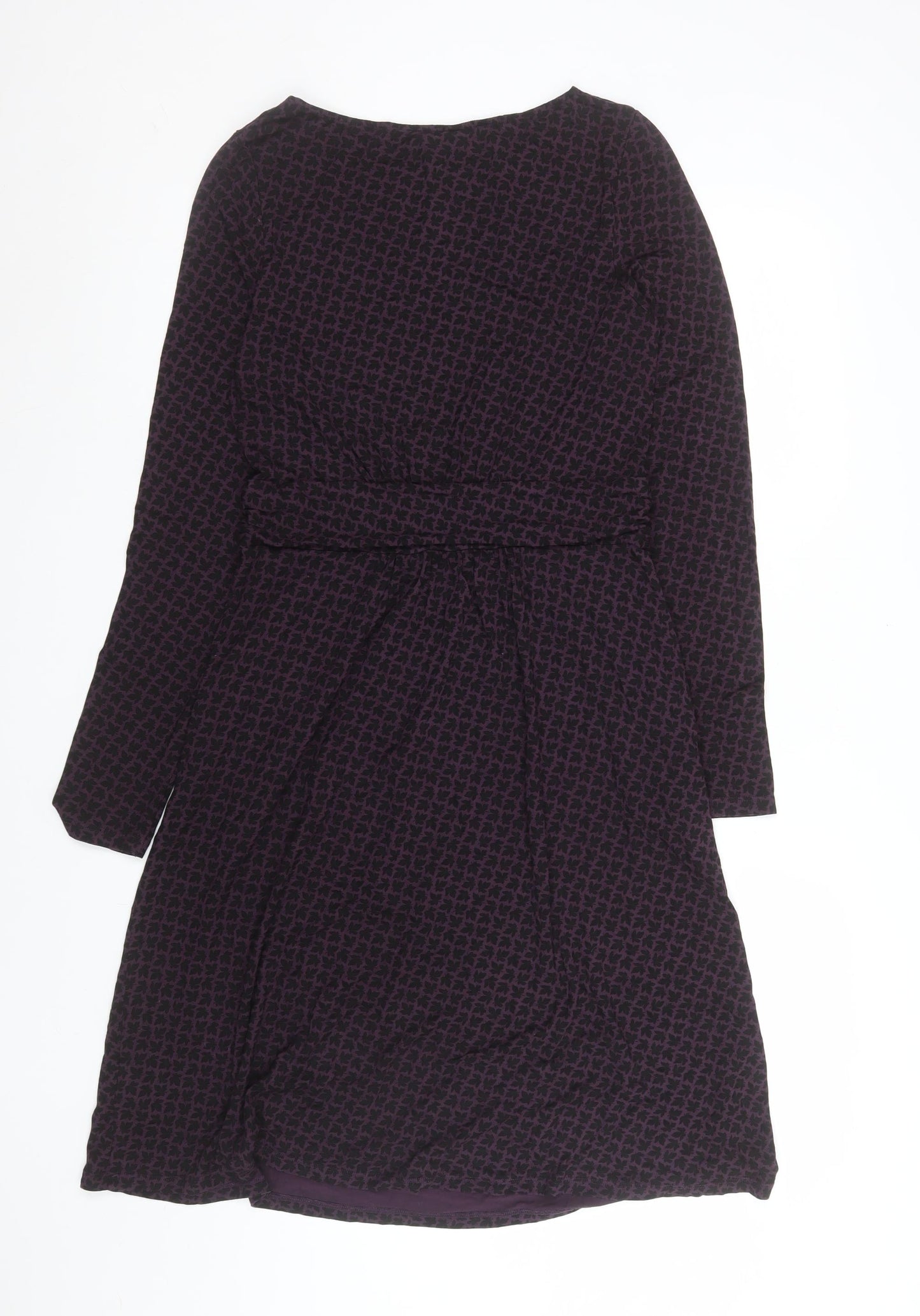 Boden Women Purple Geometric Fit & Flare Jersey Dress Size 10R