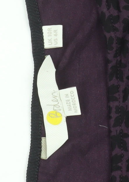 Boden Women Purple Geometric Fit & Flare Jersey Dress Size 10R