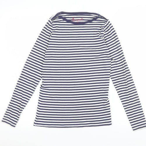 BHS Women Navy White Striped Long Sleeve Jersey Top Size 10