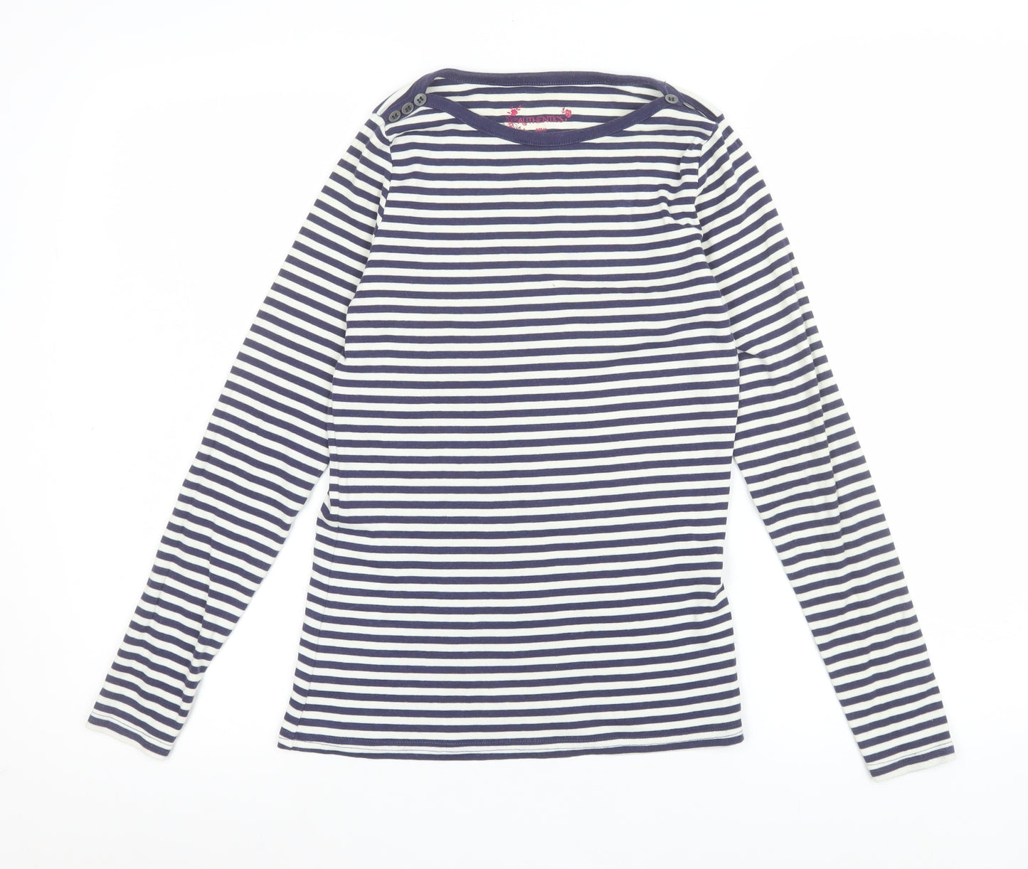 BHS Women Navy White Striped Long Sleeve Jersey Top Size 10