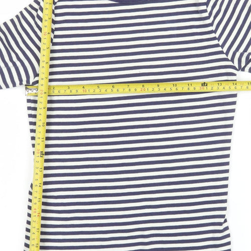 BHS Women Navy White Striped Long Sleeve Jersey Top Size 10