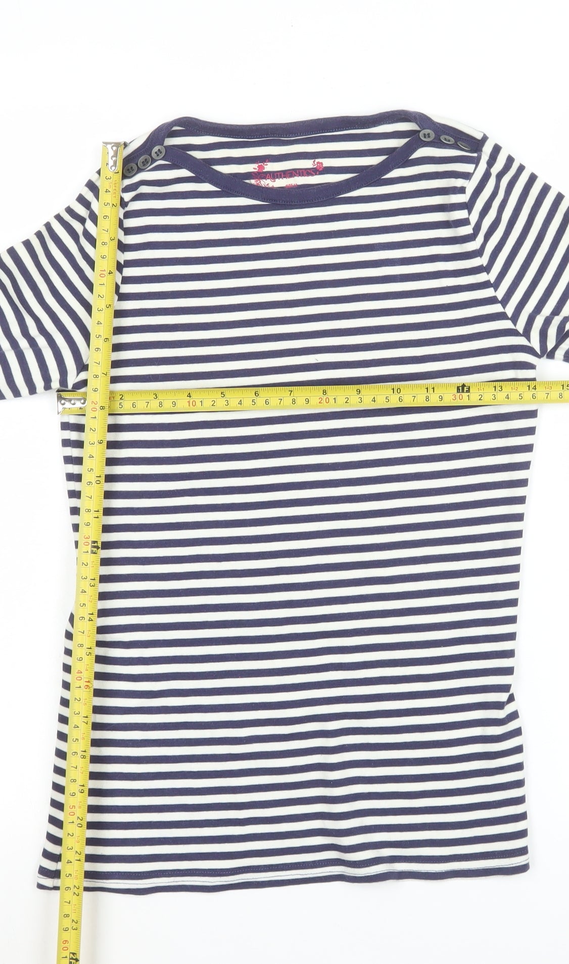 BHS Women Navy White Striped Long Sleeve Jersey Top Size 10