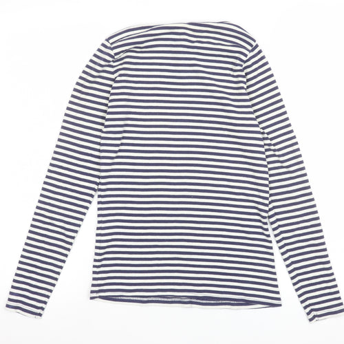 BHS Women Navy White Striped Long Sleeve Jersey Top Size 10