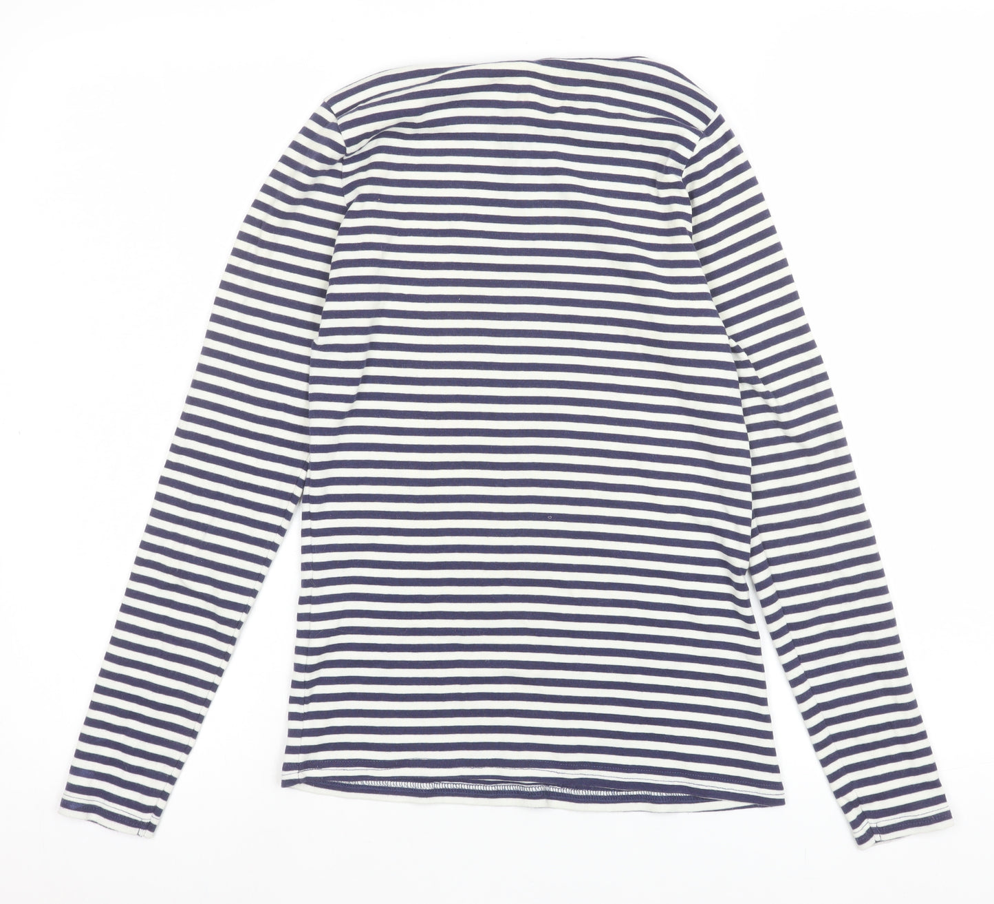 BHS Women Navy White Striped Long Sleeve Jersey Top Size 10