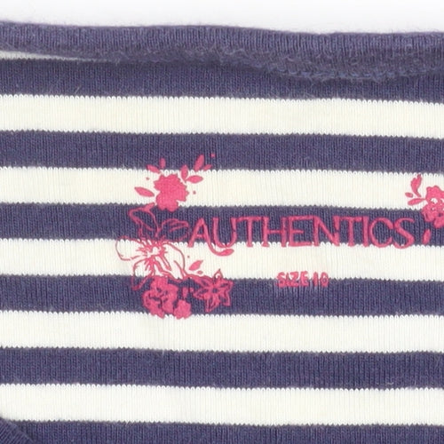 BHS Women Navy White Striped Long Sleeve Jersey Top Size 10