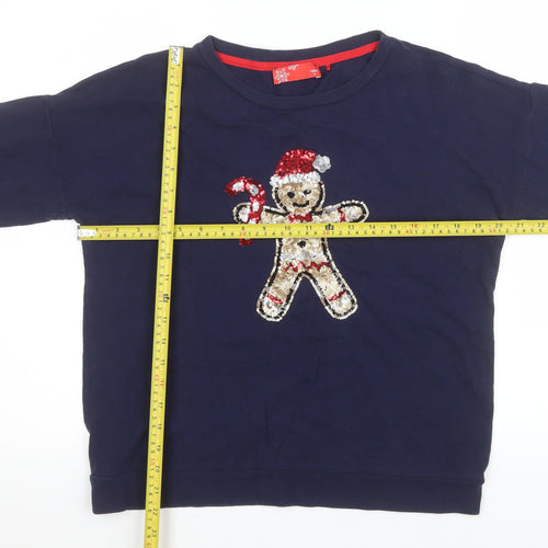 Next Women’s Navy Christmas Sequin Gingerbread Sweatshirt UK 10