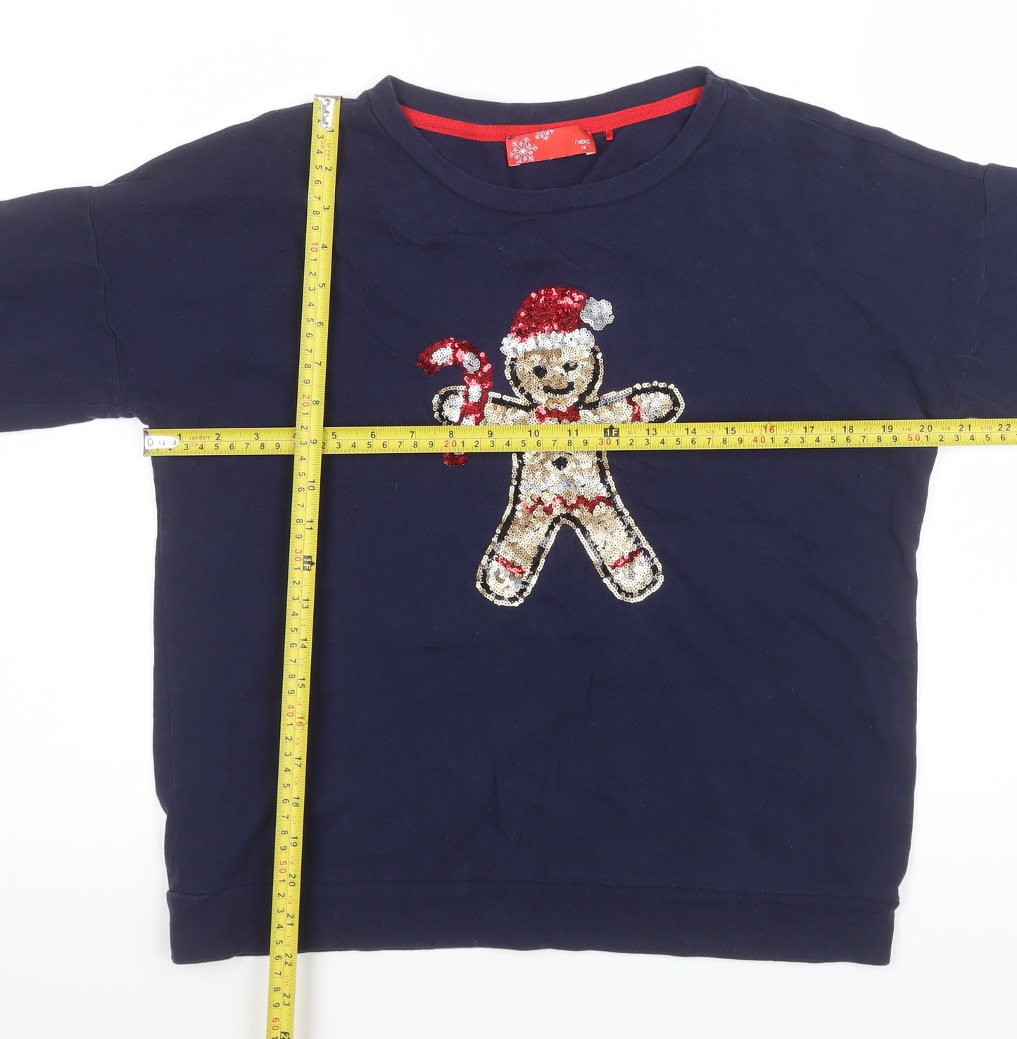 Next Women’s Navy Christmas Sequin Gingerbread Sweatshirt UK 10