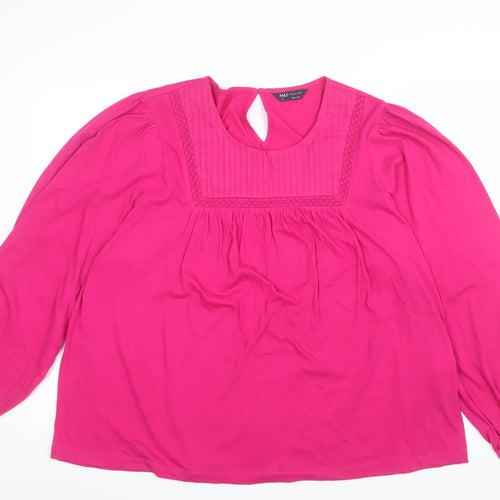 Marks and Spencer Women’s Pink Cotton Long Sleeve Tunic Blouse Size 18