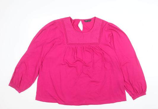 Marks and Spencer Women’s Pink Cotton Long Sleeve Tunic Blouse Size 18