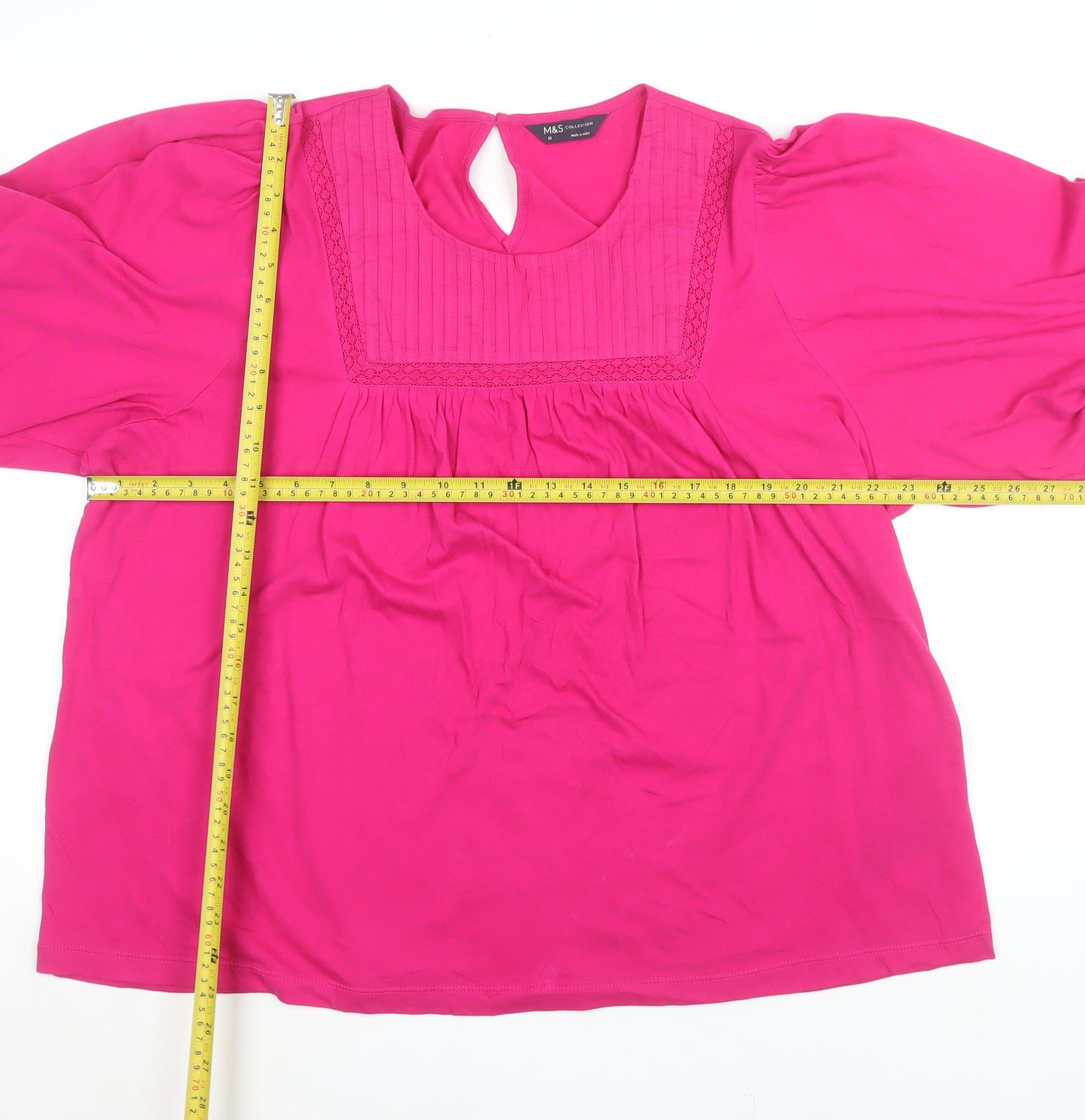 Marks and Spencer Women’s Pink Cotton Long Sleeve Tunic Blouse Size 18